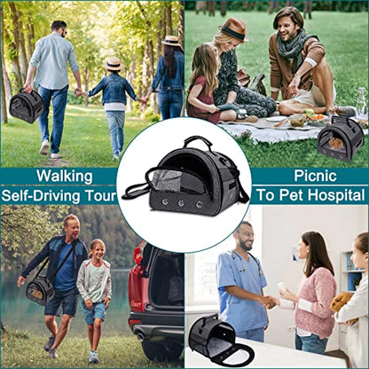 Guinea Pig Carrier with Water Bottle Holder & Washable Liner,Strap | Portable Small Animals Pouch Breathable Outdoor Travel Bag Transparent Window for Hamster,Gerbil, Bearded Dragon,Hedgehog - color: Grey-Small