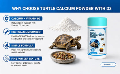 Turtle Calcium Powder D3- Phosphorus Free - Ultra fine Powder (2.82 oz)