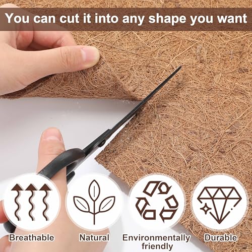 Sawysine 4 Rolls 12 x 14 Inch Coir Liner Roll Coconut Fiber Mat Natural Coconut Coir Liner Sheets Plant Potting Mat for Garden Planters Flower Window Box Basket Animal Pet Pad Reptile Carpet - size: 12 x 14 inch