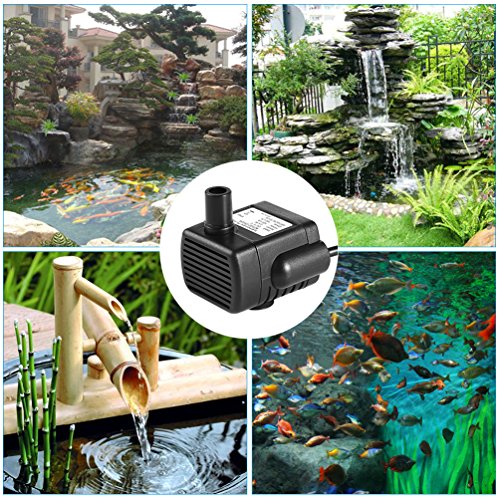 LEDGLE Mini USB Fountain Pump Compact Submersible Pumps Efficient 5V Water Pump for Small Pond, Fish Tank, Long Cord, 180L/H, Black - style: 180L/H
