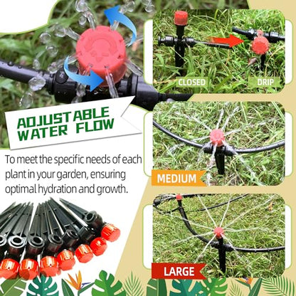 10PCS Push-to-Connect Drip Irrigation Emitters for 1/4 inch Irrigation Tubing, Two-Way Connection Adjustable Drip Emitter Sprayer with Stake, Irrigation Dripper Sprinklers for Drip Irrigation System - size: 10PCS Two-Way Drip Irrigation Emitters Sprayer
