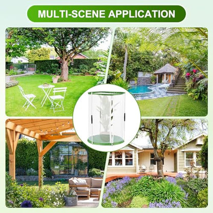 M METERXITY Butterfly Habitat Cage Terrarium, Outdoor Collapsible Mesh Pop-up with Zipper Protection for Breeding Butterfly/Ladybug, Mesh Plant Enclosure [White with Green, 12 x 12 x 16 Inch] - size: 12 x 12 x 16 Inch
