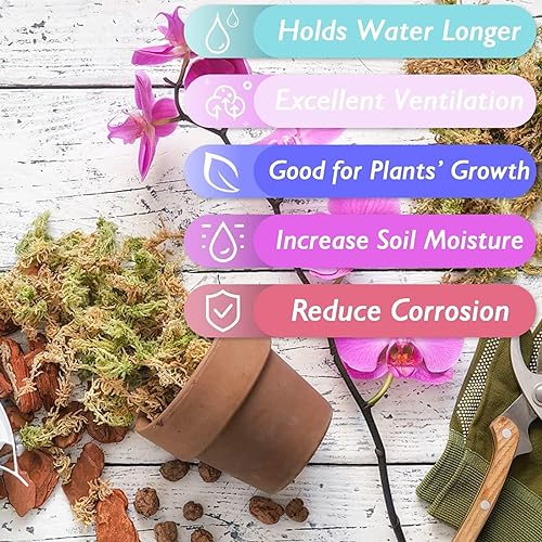 Halatool 3.3 LB Sphagnum Moss for Plants, 60 QT Long Fiber Orchid Moss | Drainage & Moisture Retention, Natural Moss for Ferns, Succulents, Carnivorous, Orchid Repotting, Terrariums, Reptile Bedding - size: 60 qt (3.3 lbs)