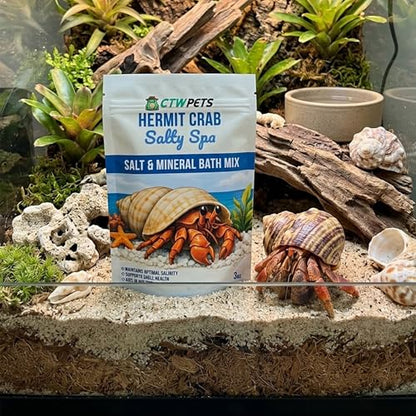 Salty Spa Hermit Crab Salt Water Mix with Calcium & Trace Minerals | Marine salt for hermit crabs creates mineral-rich soaking water with calcium and trace minerals for habitat pools
