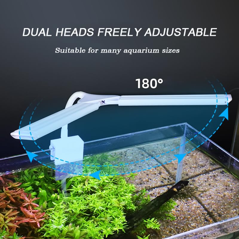 LED Aquarium Light Full Spectrum Clip Fish Tank Light Plants Light 360° Adjustable 2 Light Bar Super-Bright 13.2W Suitable for 20-75 Gal Fish Tank - size: 13.2W For 20-50 Gal Fish Tank