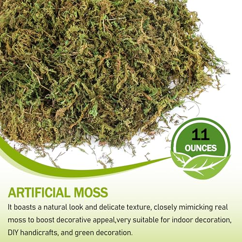 11 OZ Artificial Faux Green Moss for Crafts, Decorative Fake Moss Plant | Artificial Moss for Crafts, 11 OZ, Faux GreenDecorating Plants Indoor, Pot Filler for Artificial Plants