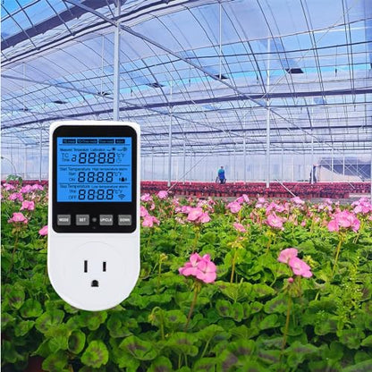 Digital Day Night Thermostat Heating Cooling Outlet Plug with Timer | Multi Period Temperature Controller, LCD Screen Outlet Socket for Reptile Incubator Greenhouse Brewing Refrigerator 110V - color: Upgraded
