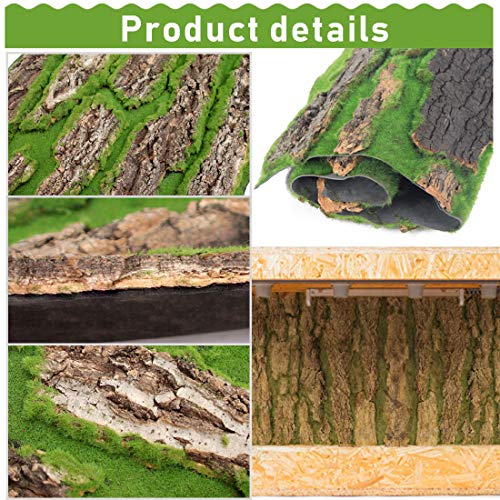 PINVNBY Cork Terrarium Background,Reptile Bark Backdrop Wall Decor and Artificial Moss for Gecko,Lizard,Tortoise,Chameleon (2 Pack) - size: 【2 PCS】