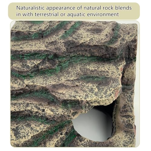 Reptile Hide, Great for Geckos, Snakes, Bearded Dragons & Lizards. with Steps for Rock Climbing, It Doubles as Aquarium Rock Cave Corner Cave for Climbing Hiding - size: XL