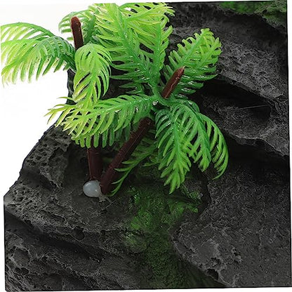 GANAZONO Aquarium Tortoise Basking Platform Multi-Functional Climbing Ramp for Aquatic Turtles Frogs Reptiles Durable Resin Decoration with Vivid Accessory for Water Turtles Lizards