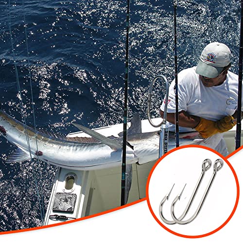 Fishing Saltwater Large Giant Shark and Alligator Hooks Extra Strong Stainless Steel Big Game Fishing Sharp Tuna Catfish Hooks - size: 16/0-2pcs