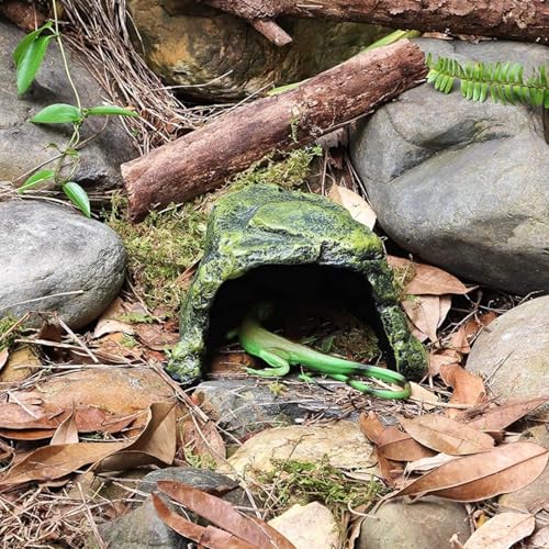 Reptile Hides and Caves, Tortoise Hide House Habitat | Reptile Tank Accessories, Resin Bearded Dragon Hideout Turtle House for Bearded Dragon Gecko Snakes Chameleon Frogs Fish