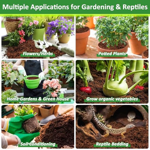 12 Pack Coco Coir Bricks for Plants- 100% Organic Coconut Coir Soil | Compressed Coconut Fiber Substrate, Coco Peat Garden Soil for Seed Starter, Potting Mix and Indoor & Outdoor Plants - size: 12 Pack