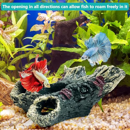 Tfwadmx Decaying Trunk Aquarium Ornament, Betta Fish Hideout Caves - Small Resin Aquarium Decoration Log with Holes for 20 Gallon Fish Tank - size: Style 2 (3 PCS)