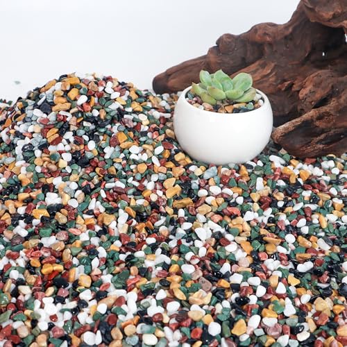 CJGQ 7lb Aquarium Gravel for Plants, 1/4Inch Fish Tank Gravel for Succulent Cactus and Bonsai, Decorative River Rocks Pebbles for Gardening, Flower Pots, Landscaping,Terrarium - color: Mixed Pebble, size: 7lb