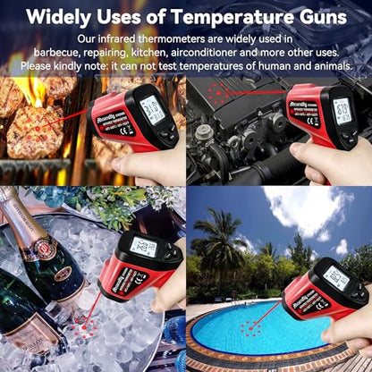 Infrared Thermometer Temperature Gun (NOT for Humans) -58℉~1022℉ (-50℃～550℃) 9-Point Laser Non-Contact Instant-Read Digital Laser Infrared Ir Thermometer with Backlight - color: red