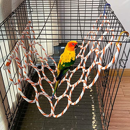 2 Pcs Bird Swing Climbing Rope Net Toys 14" x 24" Parakeet Hemp Rope Perch Swing Ladder Bridge Hanging Hammock Small Animal Activity Toy for Parrot Lovebirds Hamster Mice Rat Ferret (Random Color) - size: 2Pcs