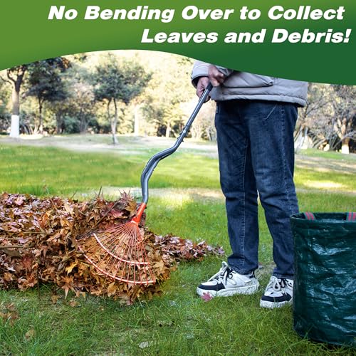 Walensee Leaf Grabber Rake, Long Handle Yard Debris Collector for Lawn | Scoop Leaves, Grass Clippings And Yard Debris Without Bending Or Touching. Steel Claws Secure Waste For Quick Cleanup.