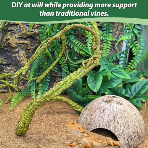 PINVNBY Flexible Bend-A-Branch Jungle Vines Pet Habitat Decor Reptile Plants Terrarium for Lizard, Frogs, Snakes and More Reptiles Climbing (Fat: 43.31 x 0.79 Inch) - size: 1PCS