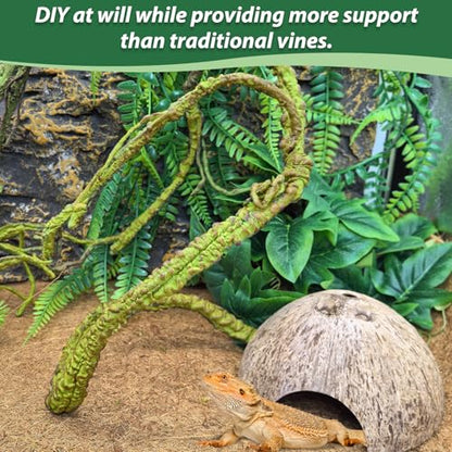 PINVNBY Flexible Bend-A-Branch Jungle Vines Pet Habitat Decor Reptile Plants Terrarium for Lizard, Frogs, Snakes and More Reptiles Climbing (Fat: 43.31 x 0.79 Inch) - size: 1PCS
