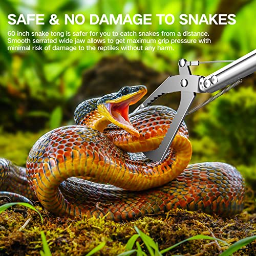 78“ Snake Tongs Collapsible Grabber, Professional Reptile Snake Catcher | Wide Jaw Handling Tool, Stainless Steel Snake Hook - size: 78 inch