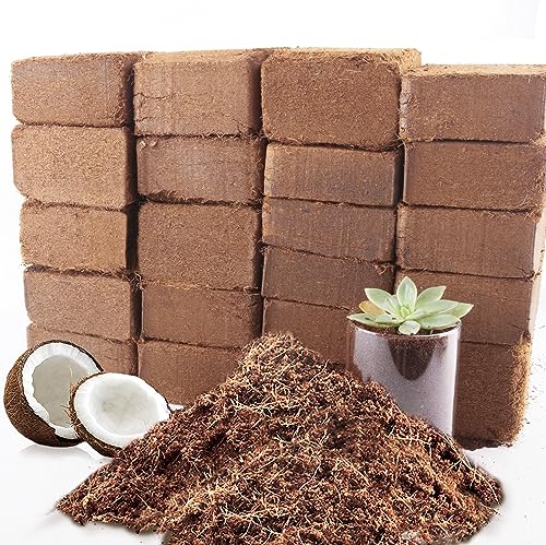 Coco Coir Brick for Plants, 24 Packs 100% Natural Organic Compressed Coconut Coir Fiber with Low EC & PH Balance, High Nutrition Coconut Soil Coco Fiber for Planting, Herbs - color: 24pack