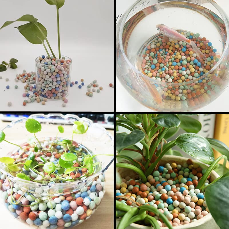 2 lb Clay Pebbles Clay Balls for Plants 3mm-5mm Mini Hydroponics Ceramic Ball Horticultural Grade Succulent Soil,for Plant Pots Vase Fillers Hydroponic Growing (Colourful)