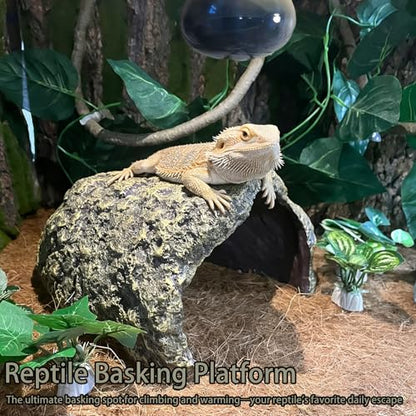 Tfwadmx Extra Large Reptile Hide,Resin Snake Hides for Ball Python,Tortoise Hideout Rock Cave with Vines Plants Leaves,Bearded Dragons Terrarium Habitat Decor for Lizards,Geckos,Turtles(Brown)