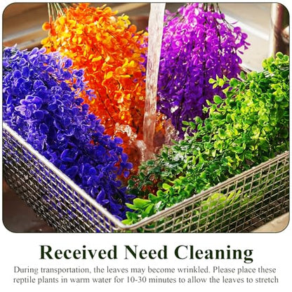 8 Pack Reptile Plants Terrarium Hanging Plant Vine Boston Climbing Terrarium Plant with Suction Cup for Bearded Dragons Lizard Crested Gecko Snake Crab Tank(Multicolor Series,4 Colors) - style: Multicolor Series