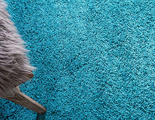 Unique Loom Solid Shag Collection Area Rug (2' 2" x 6' 5" Runner, Deep Aqua Blue) - color: Deep Aqua Blue, size: 2'2" x 6'5" (Rectangular)