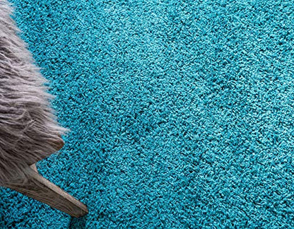 Unique Loom Solid Shag Collection Area Rug (2' 2" x 6' 5" Runner, Deep Aqua Blue) - color: Deep Aqua Blue, size: 2'2" x 6'5" (Rectangular)