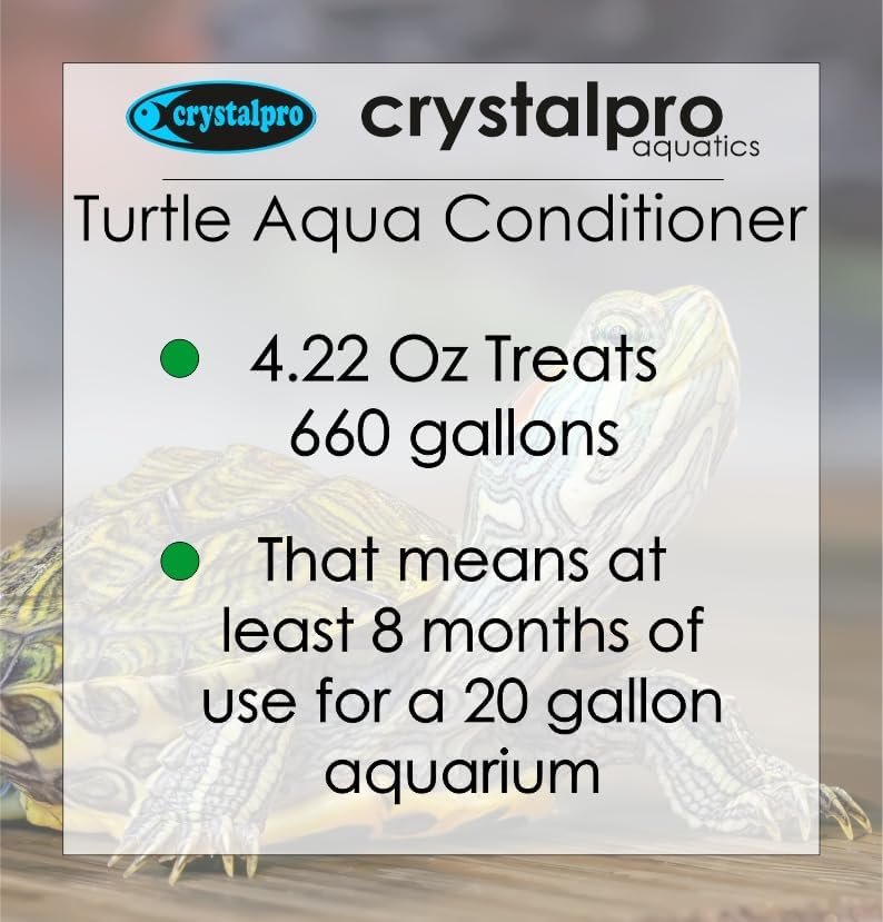 Crystalpro Turtle & Amphibian Water Conditioner 4.22 Oz - Treats 660 Gallons, Neutralizes Chlorine and Ammonia - Makes Tap Water Safe for Amphibian and Reptile Aquariums/Terrariums