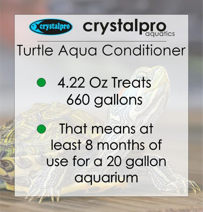 Crystalpro Turtle & Amphibian Water Conditioner 4.22 Oz - Treats 660 Gallons, Neutralizes Chlorine and Ammonia - Makes Tap Water Safe for Amphibian and Reptile Aquariums/Terrariums