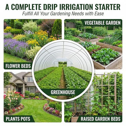 240FT Drip Irrigation System for Garden: 30 Nozzles 1/2" PE Tubing Automatic Watering Kit Adjustable Misting Sprinkler Mister 1/4" Hose for Water Plants Tape Raised Beds Lawn Outdoor Greenhouse - size: 240FT Quick Connect