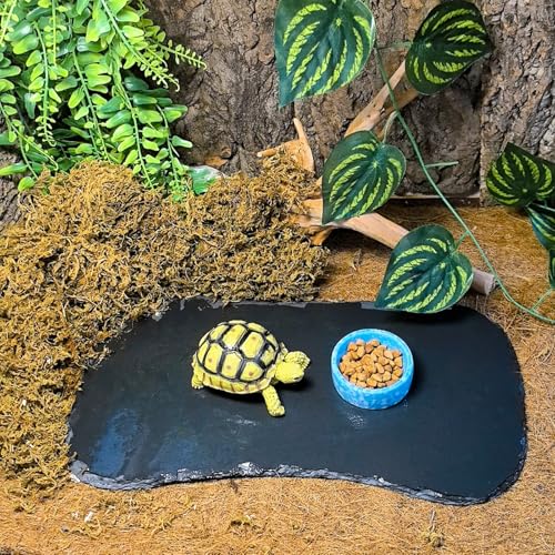 Reptile Basking Platform 15.0''x7.5'' Turtle Rock Plate Food Bowl Feeding Dish Tortoise Resting Bathing Slate for Lizard Gecko Bearded Dragon Chameleon Snake Frog - size: 15.0''x7.5''(1PCS)