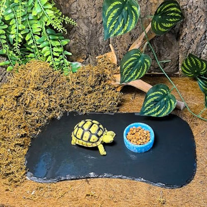 Reptile Basking Platform 15.0''x7.5'' Turtle Rock Plate Food Bowl Feeding Dish Tortoise Resting Bathing Slate for Lizard Gecko Bearded Dragon Chameleon Snake Frog - size: 15.0''x7.5''(1PCS)