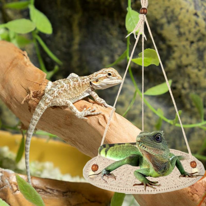 Reptile Hammock, Reptile Hammock Swing Hanging Bed for Bearded Dragon Lizard Snake Gecko Chameleon Parrot Hamster Small Pets （9.8"*17.7" White） - color: White