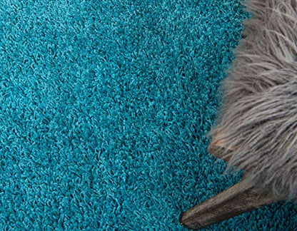 Unique Loom Solid Shag Collection Area Rug (2' 2" x 6' 5" Runner, Deep Aqua Blue) - color: Deep Aqua Blue, size: 2'2" x 6'5" (Rectangular)