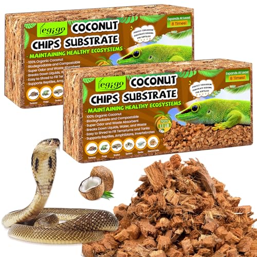 Legigo 2 Pack Coconut Husk for Reptiles, Natural Coconut Fiber Substrate | Organic Coco Husk Chip Reptiles Bedding, Coco Coir Chips for Snakes, Tortoise, Ball Pythons, Geckos, Lizards, Terrarium - color: 2 Pack