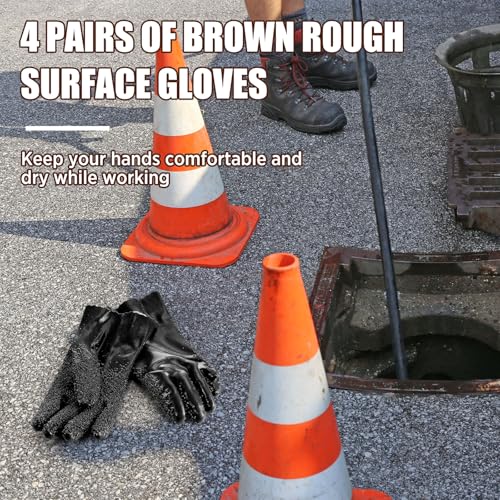 Teenyyou 4 Pairs Sewer Snake Gloves Non Slip and Reusable PVC Sewer Abrasion Resistant Drain Cleaning Waterproof Safety Plumbing Snake Gloves for Men Women Plumber Tools (Black,Regular) - color: Black, size: Standard