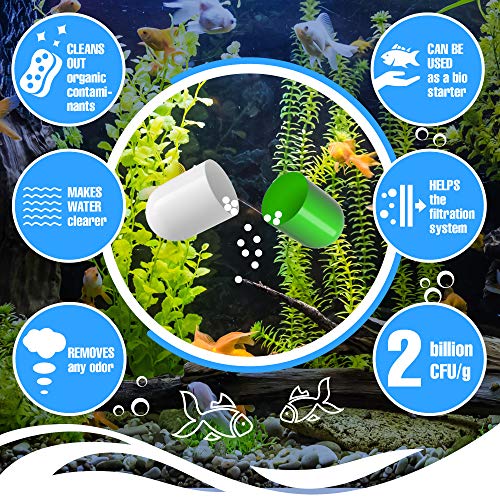 BESEDER Biocapsules Fish Tank Water Cleaner, Biostarter, 10-Capsule Pack Provides Up to 6 Months of Water Care for 20-25 Gallon Freshwater & Sea Aquariums, Helps Break Down Inanimate Organic Waste - size: FTWC