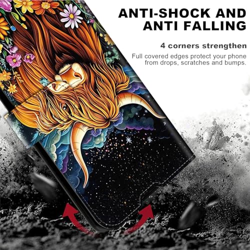 for Cricket Outlast 5G 2024 Wallet case with RFID Blocking Credit Card Holder Kickstand, Folio Flip PU Leather Shockproof Protective Cover for AT&T Motivate Pro 5G, Highland Cow - color: Highland Cow