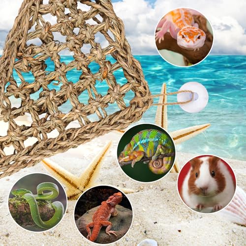 Hermit Crab Climbing Toys,Lizard Seagrass Mat,Hermit Crab Hammock with Suction Cups,Hermit Crab Supplies Decor Habitat,Small Reptile Tank Accessories for Guinea Pigs Hamsters Geckos (Triangle) - size: Triangle