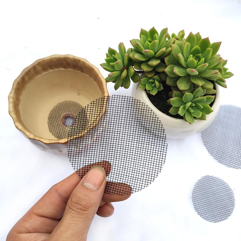 20 Pcs Round Flower Pot Drainage Mesh Pads, Anti Soil Leak Breathable Screen Mats for Indoor Outdoor Succulent Bonsai Garden Planting