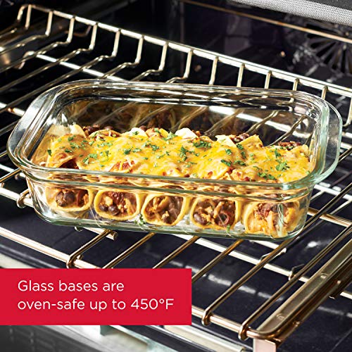 Rubbermaid Brilliance Glass Food Storage set of 4 containers 8 total pieces (4 containers + 4 lids) for Lunch Meal Prep and Leftovers Dishwasher and Oven Safe Clear/Grey - size: Assorted Sizes (8-Piece)