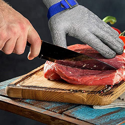 Schwer ANSI A9 Cut Resistant Glove, Food Grade Stainless Steel wire Mesh Metal Gloves, Knife Cutting Gloves for kitchen Mandoline Slicing Butcher Meat Cutting Oyster Shucking Fish Fillet（M, 1 PCS） - size: Medium (Pack of 1), style: 2.0 Steel Wire+hppe