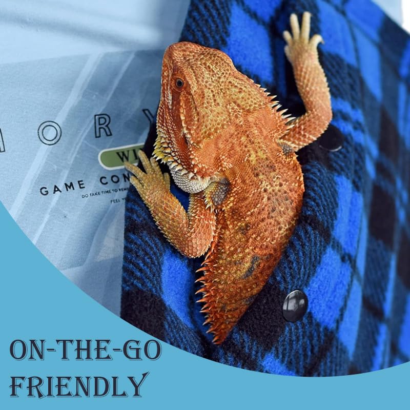 Small Animal Sling Carrier,Small Animal Bag for Bearded Dragons Lizards and Reptile with Adjustable Strap Tow Rope 3 Sizes Pack + Small Animal Sling Carrier（Blue Grid） - color: Blue Grid