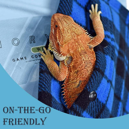 Small Animal Sling Carrier,Small Animal Bag for Bearded Dragons Lizards and Reptile with Adjustable Strap Tow Rope 3 Sizes Pack + Small Animal Sling Carrier（Blue Grid） - color: Blue Grid