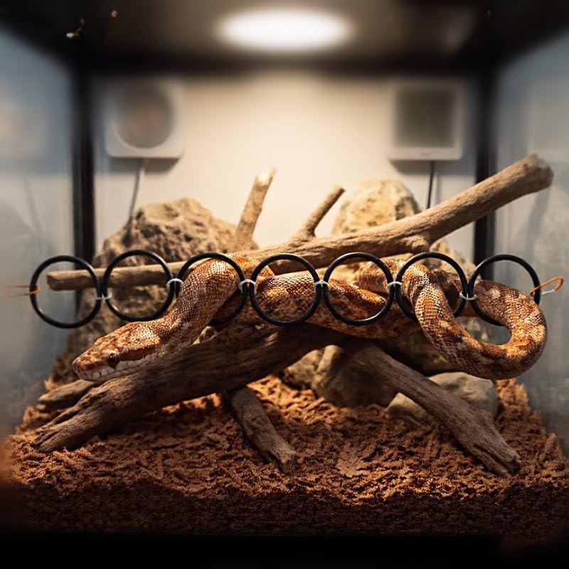 GZZHPFYSnake Climb Chain Toy Ball Python Ring Corn Snake Enrichment Toy | Suitable for Ball Pythons and Corn Snakes, Black | Snake Reptile Enrichment Toy, Suitable for Various Small Reptiles