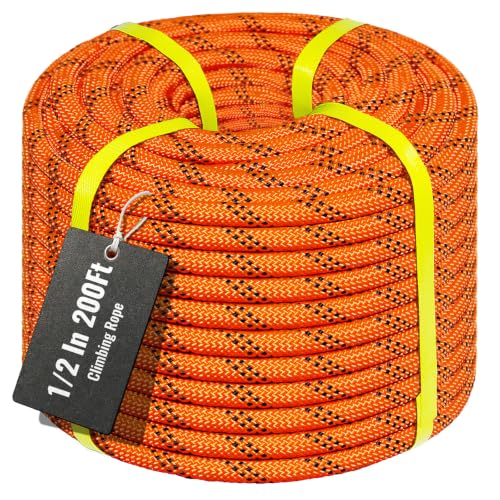 10mm/12.7mm Arborist Rope,3825lbs-9000lbs Double Braided Arborist Bull Rope for Tree Rigging & Pulling,Heavy Duty Rope for Tree Work,Rappelling, Swing Sailing Hiking Camping - color: Black, size: 200FT